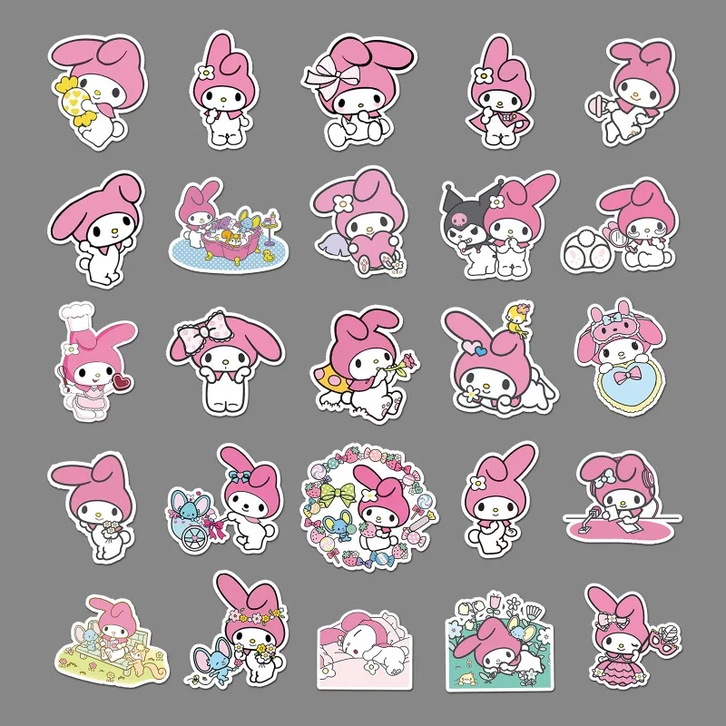 50 pçs nova sanrio melodia doodle dos desenhos animados bonito mala à prova dwaterproof água diy caso do telefone móvel copo de água adesivo para amigos