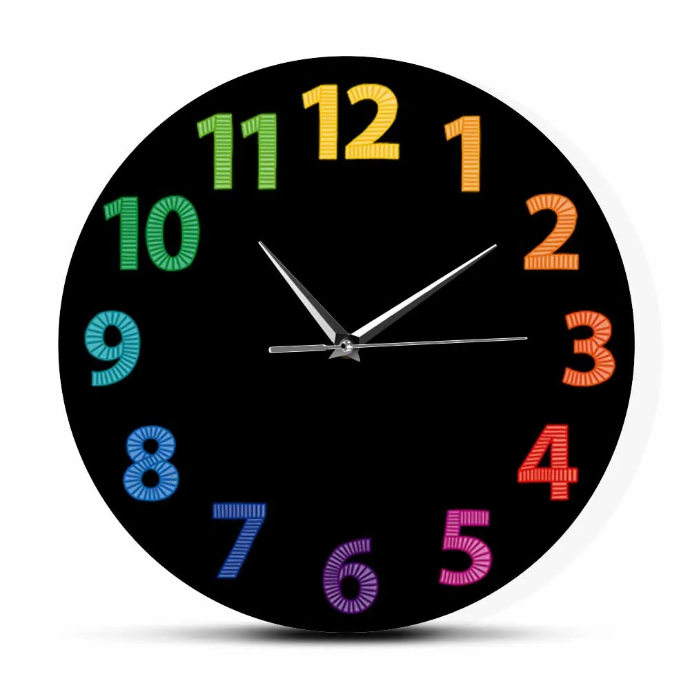 

Colorful Number Easy to Read Simple Wall Clock Modern Design Home Decor Minimalist Art Silent Non Ticking Wall Watch For Bedroom