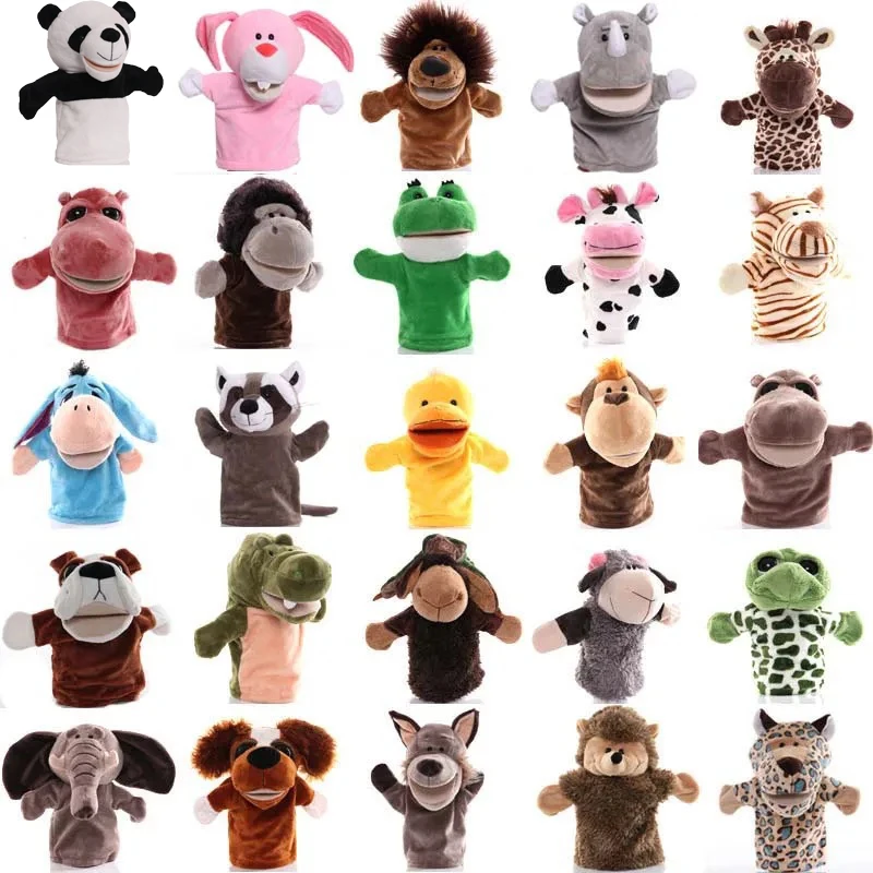 Animal Hand Puppet Baby Educational Cartoon Plush Toy Pretend Telling Story Soft Doll Stuffed Plushies Fidget Kid Birthday Gifts
