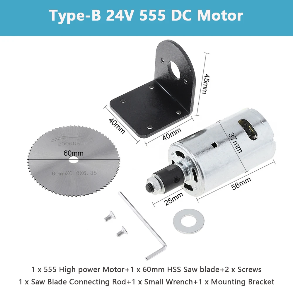 12V-36V 555 DC Motor Bench Drill Mini Hand Drill Sanding Gadgets with Chuck and Mounting Bracket Lathe Press Motor Tools Set