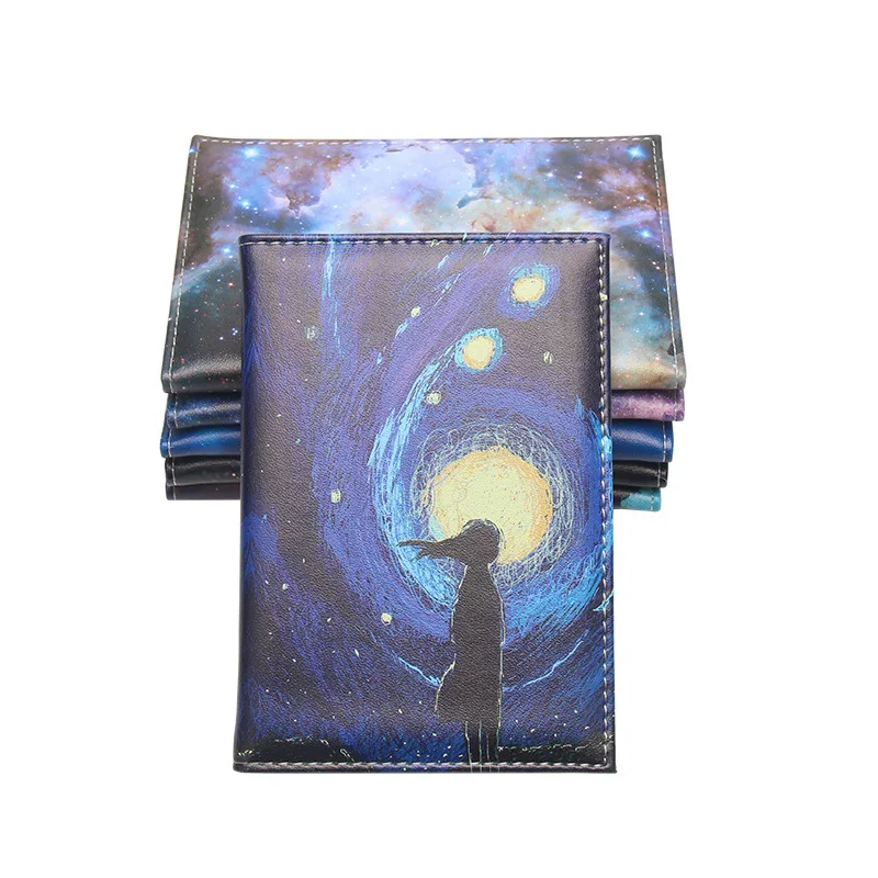 New Creative Universe Starry Pattern Passport Cover PU Leather Travel Passport Wallet Star Sky Women Men Passport Holder Case