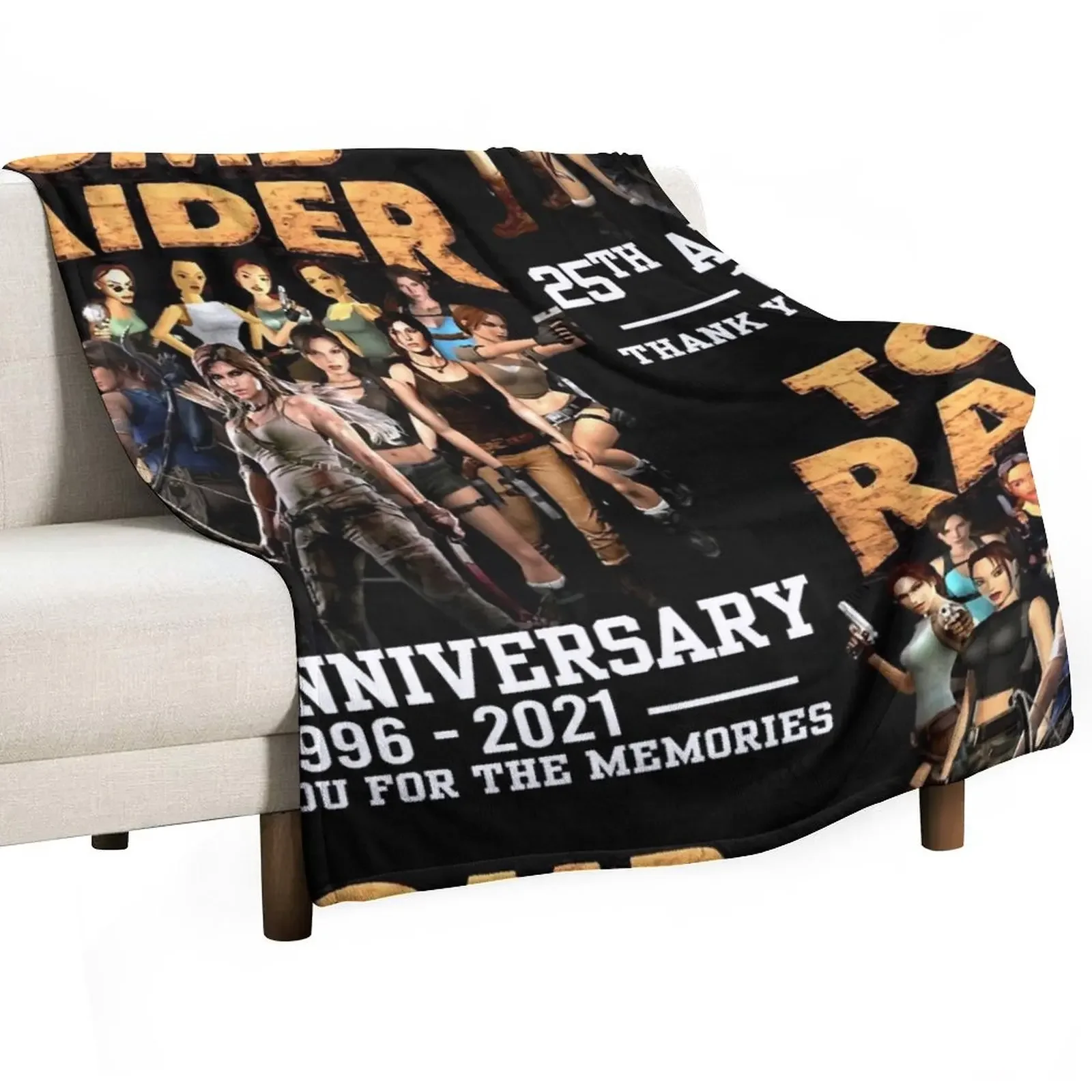 Thank-You-for-The-Memories-25th-Anniversary-1996-2021-Tomb-Raider-T-Shirts-Gift-For-Fans Throw Blanket manga Blankets