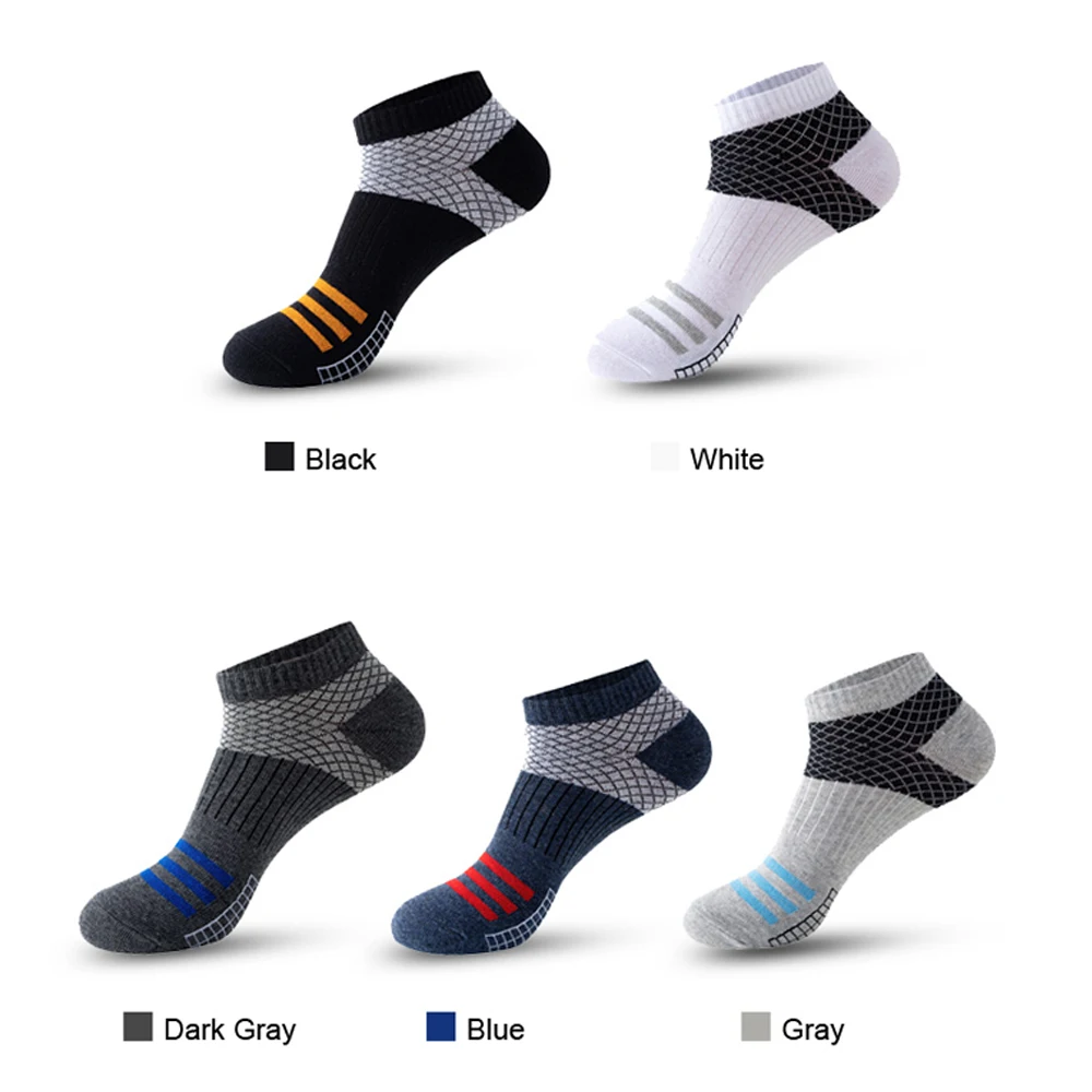 5 Pairs Low Cut Men Socks Spring Summer Breathable Sports Socks Male Short Ankle Athletic Socks Thin Cut grid Sokken