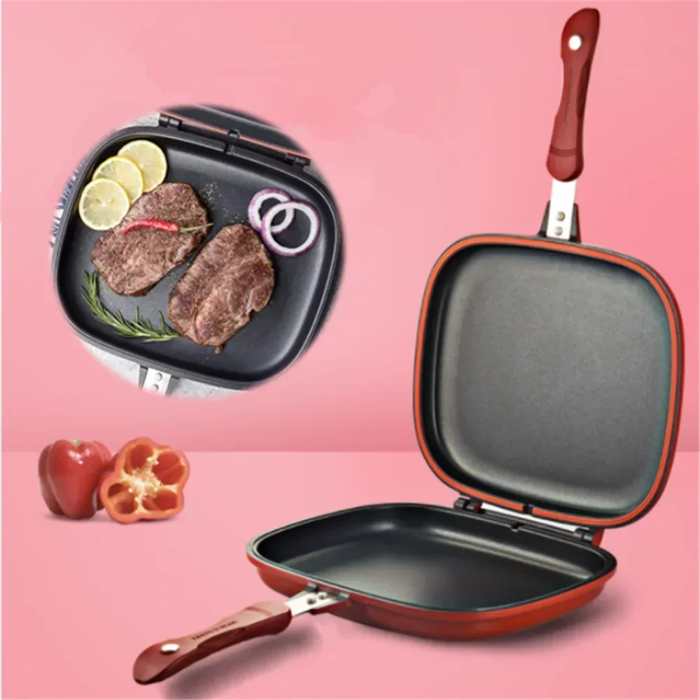 

Double Sided Grill Frying Pan Skillet Grill Durable Nonstick Pans Baking Tray Wok Cooking Pots Utensils Kitchen Accessories