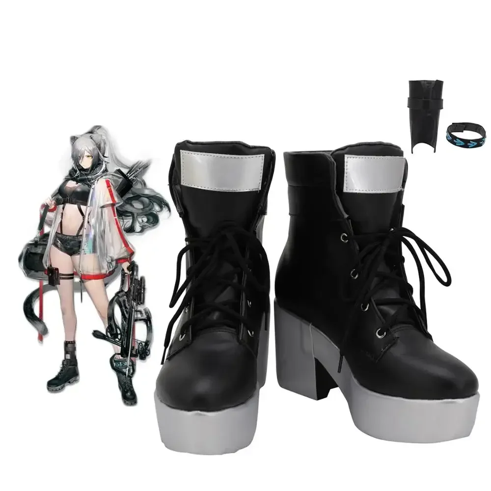 

Сапоги для косплея Arknights Schwarz, черные туфли на высоком каблуке, индивидуальный заказ, любой размер