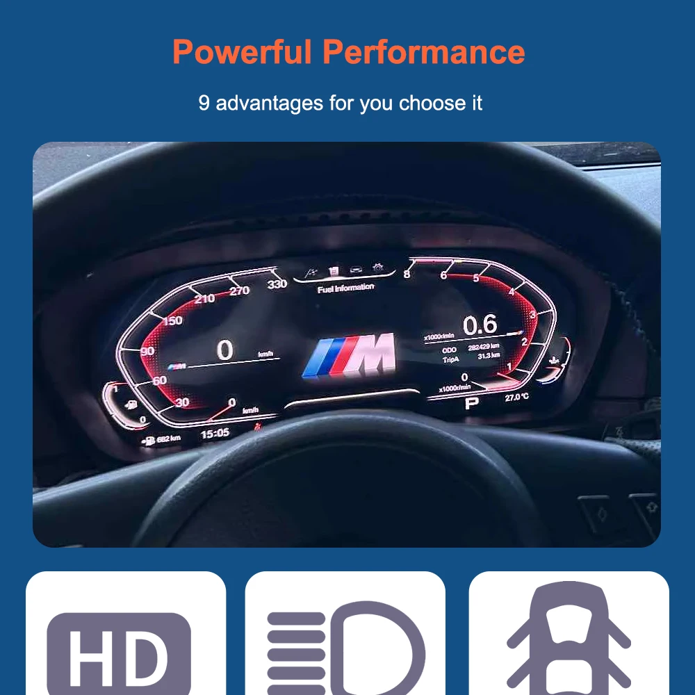 Bonroad 12,3-Zoll Digitales LCD-Armaturenbrett für BMW 5er Serie E60 E61 E63 E64 CCC CIC Tachometer Cockpit Virtuelles Panel – Detail 2