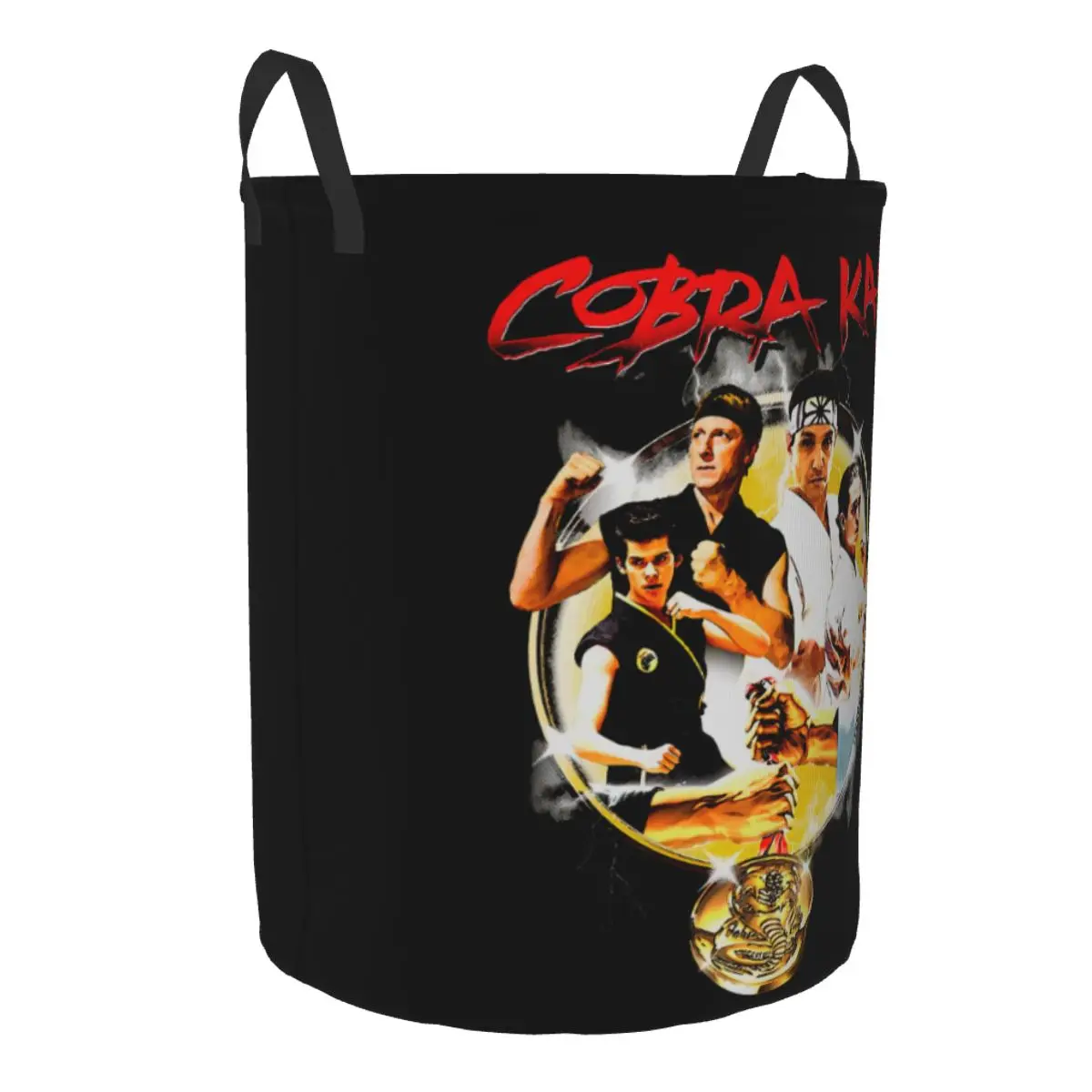Custom Cobra Kai Laundry Hamper Storage Basket The Karate Kid Series Tshirt Strike First Strike Hard Girls Boys Toy Organizer