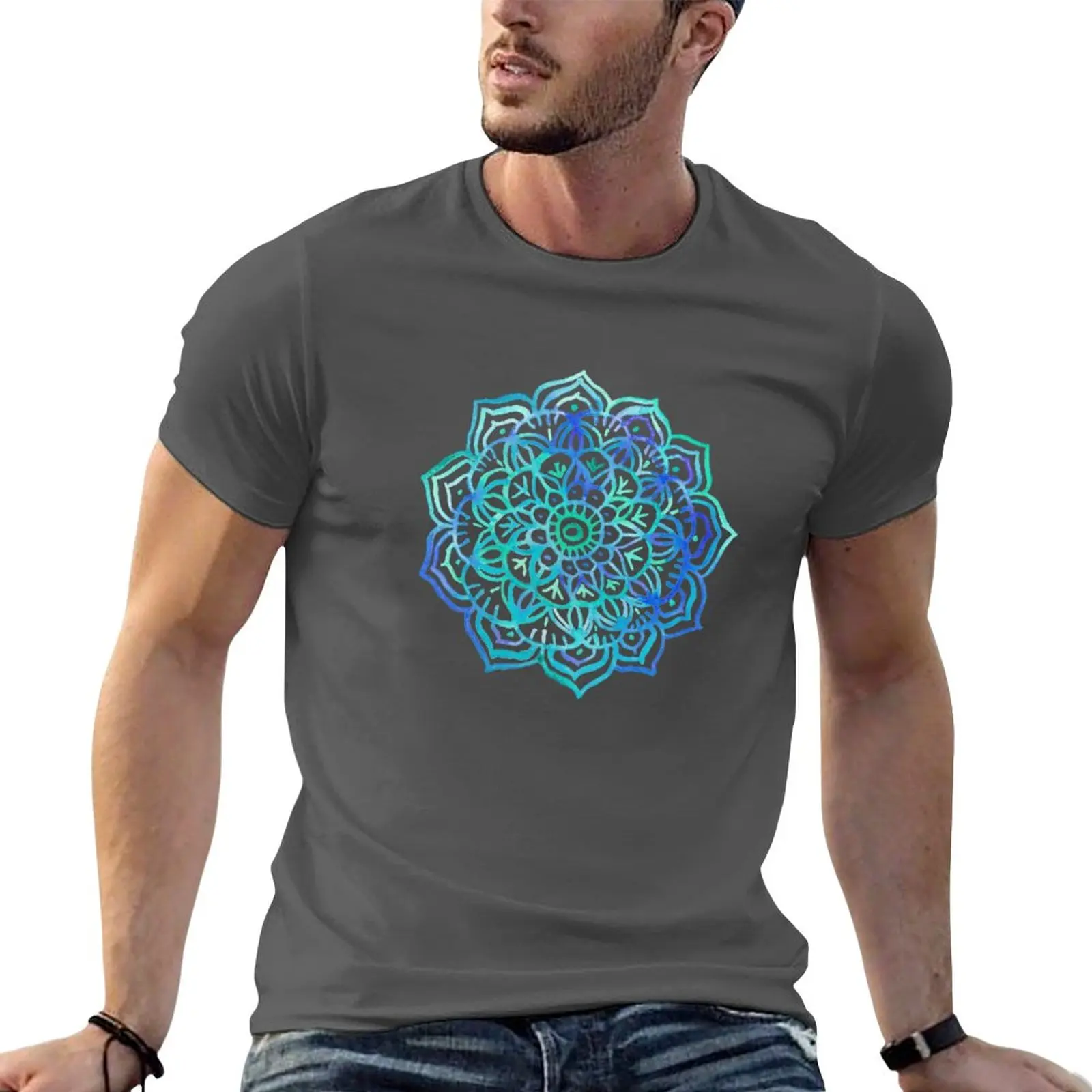 New Watercolor Medallion in Ocean Colors T-Shirt black t shirts custom t shirts design your own men clothing