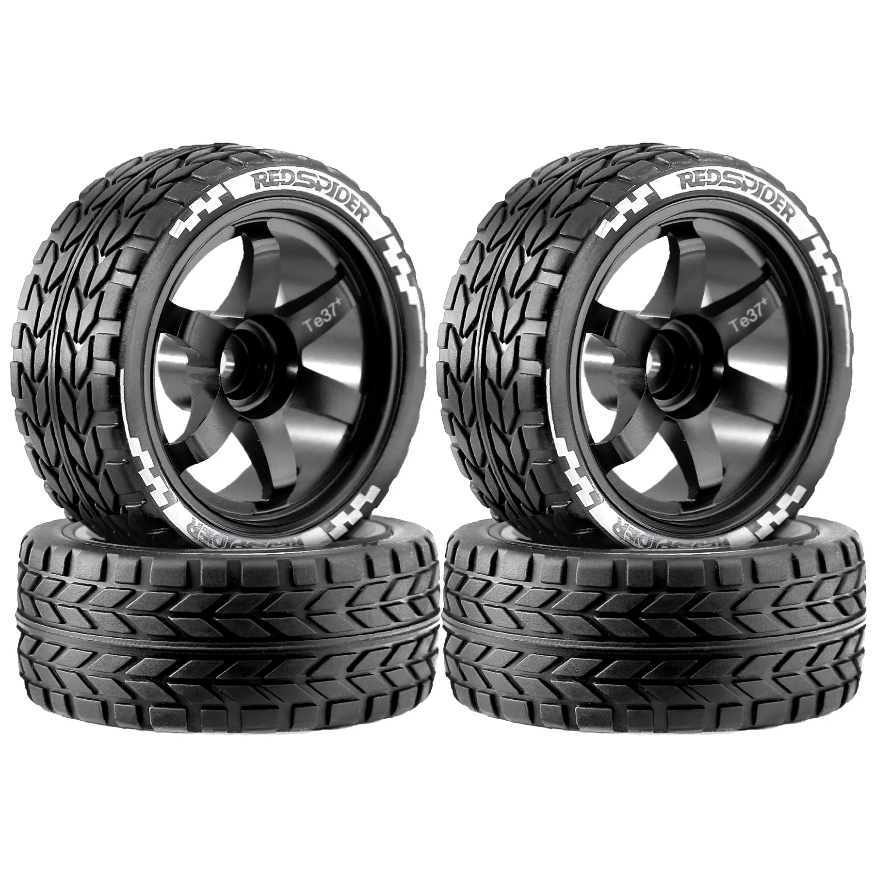 

1 Set 1:10 Alloy Car Wheels Rubber Tires with 12MM Connector - Compatible with HW, Matchbox, Domeka Diecast SUV Off-Road Models