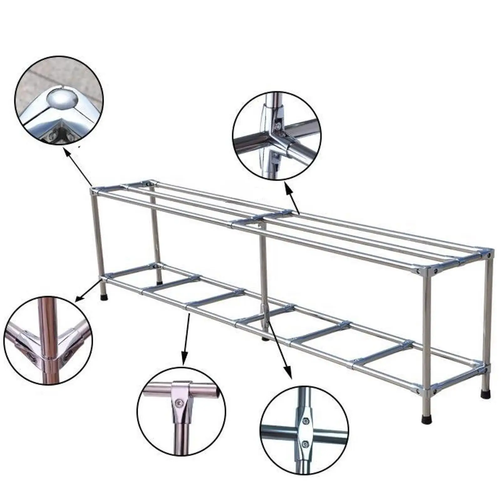 Tee Tube Pipe Connector Quick Water Coupling Hose Connectors Set Aluminum Alloy for Boat Rail Display Rack Drying Rack