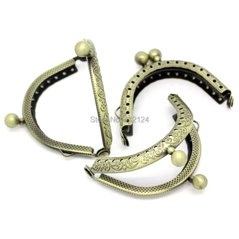 50개 금속 프레임 키스 클라스프 잠금 핸드백 가방 브론즈 톤 핸들 제작 부품 6.5cm x5.1cm