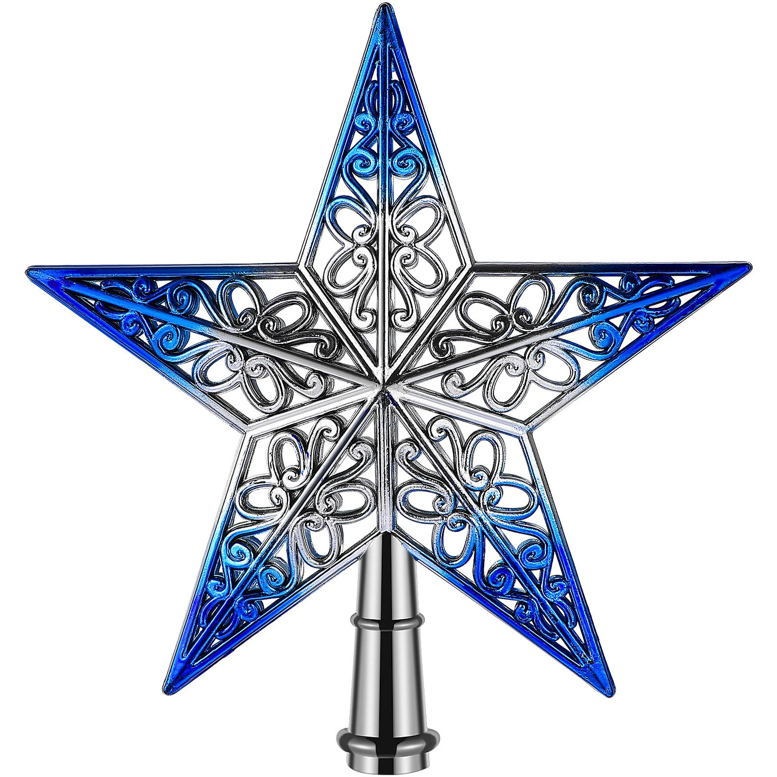 1PCS 20CM Christmas Tree Star Topper Party Decoration Plastic 5-point Star Tree Topper 3D Xmas Tree Hollow Out Topper Star