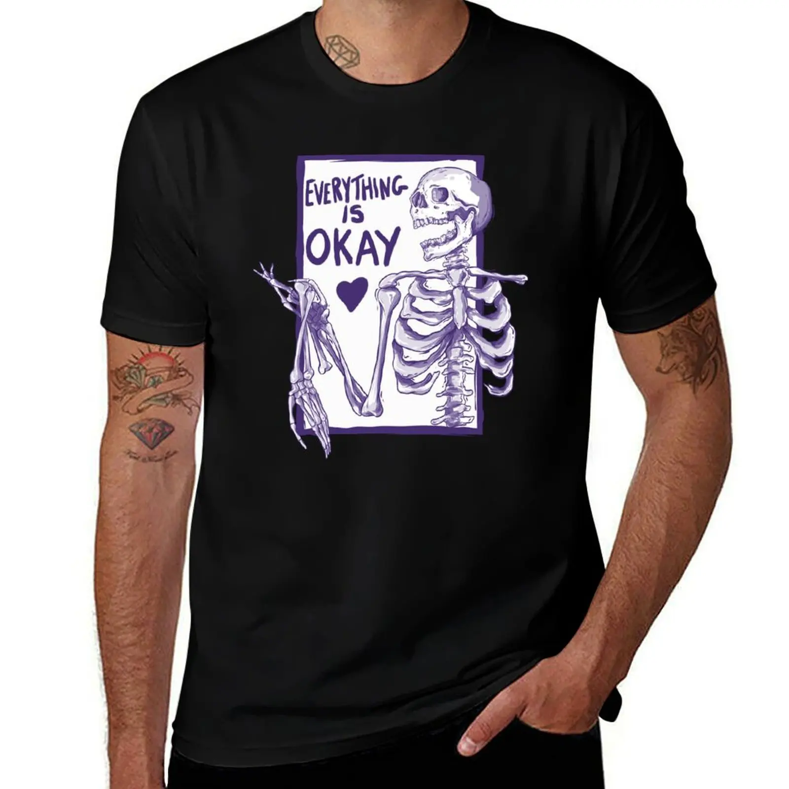 

Everything is okay skeleton T-Shirt cheap stuff luxury clothing labubu anime t shirts mens t shirts pack