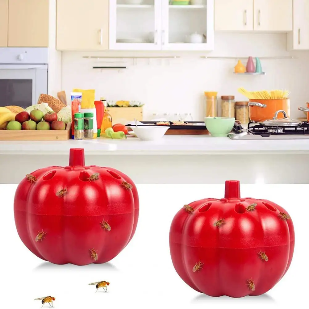 

2Pcs/Set Fruit Fly Trap Pumpkin Shape Drosophila Trap for Home Kitchen Non-Toxic Gnat Killer Fly Catcher Pest Insect Control