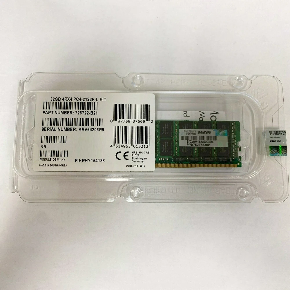 1 Stuks Servergeheugen 774175-001 774174-001 752372-081 726722-b21 32G 32Gb 4rx4 Ddr4 2133 Ecc Lrdimm Volledig Getest