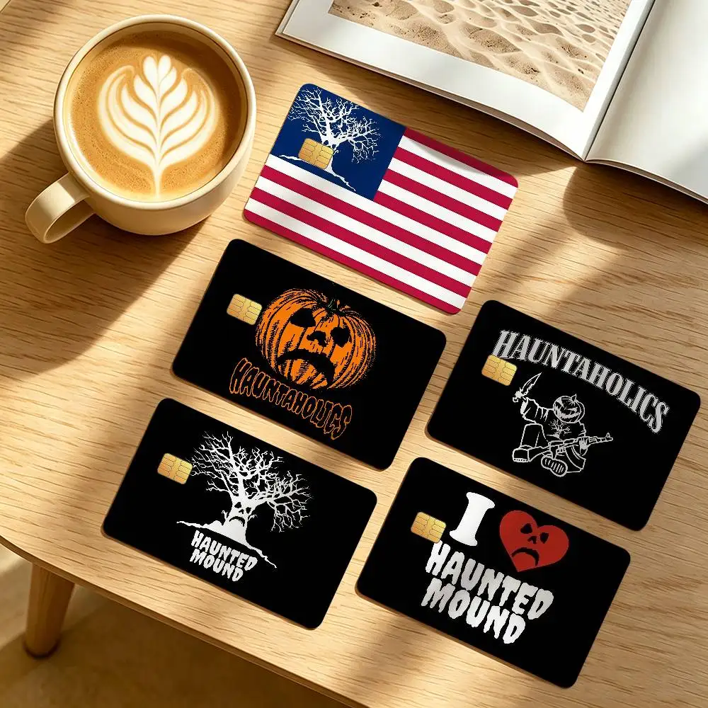 H-Haunted M-Mound Credit Card Public Transportation Cards Protective Sticker Waterproof Card Face Decoration 4PCS