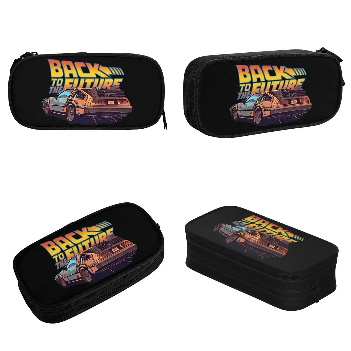 Imagem -02 - Delorean Back to The Future Car Lápis Cases Pen Box para Estudantes Grandes Bolsas de Armazenamento Zipper Papelaria