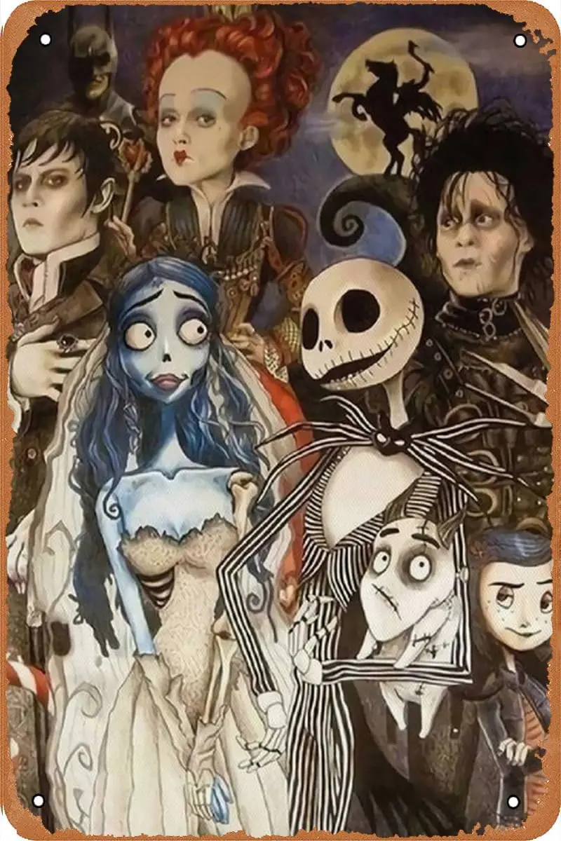 Tim Burtons-letrero de Metal de estaño para novia cadáver, cartel de Metal Retro Vintage para cafetería, decoración de pared del hogar, 8x12 pulgadas