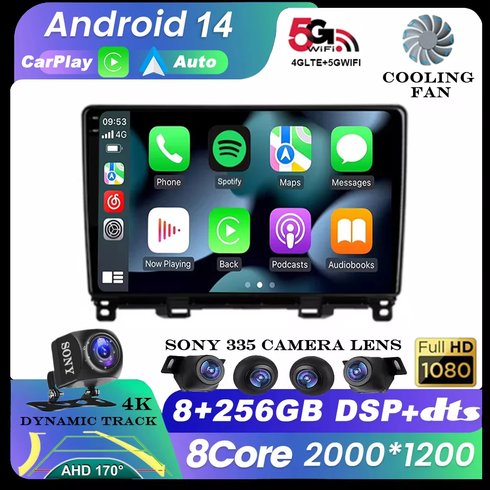 

Android 14 Auto Car Radio Multimedia Video Player For Honda Jazz Fit 4 2021 2022 Navigation GPS Head Unit Stereo 360 Camera DSP