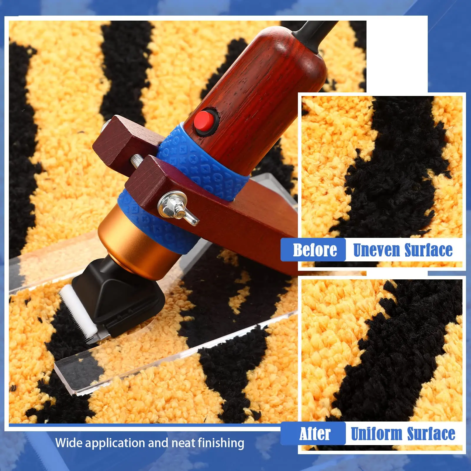 Carpet Trimmer With Wooden Shearing Guide Carpet Carving Machine Electric Speed ​​Adjustable Shears Scissors For Rug Tufting Gun