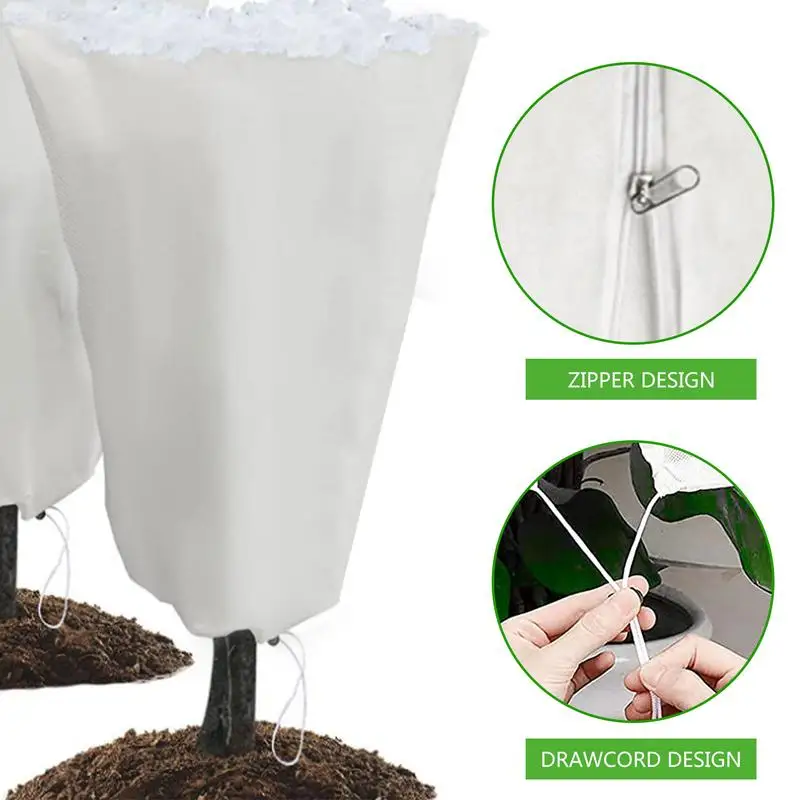 Plant Cover For Winter Plant Shrub Jacket Plant Protector Bag With Drawstring Freeze Protection Frost Cover For Fruit Tree