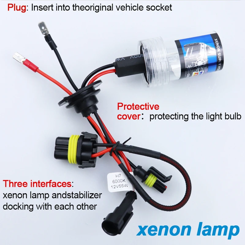 Xenon H7 H4 55W Ballast kit HID Xenon Car Headlight H1 H11 9005 9006 6000K 12V HID Xenon Kit Replace Halogen Auto Headlight Bulb