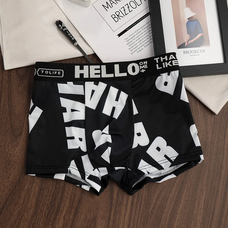New Men's Ice Silk Underwear Men's Summer Thin Cool Feeling Breathable Flat Trousers Antibacterial Men's Four Corner Shorts