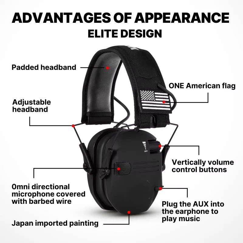 2024 New Outdoor Tactical Hunting Electronic Shooting Earmuffs Foldable Easy To Carry Pulse-type Noise Reduction Headset