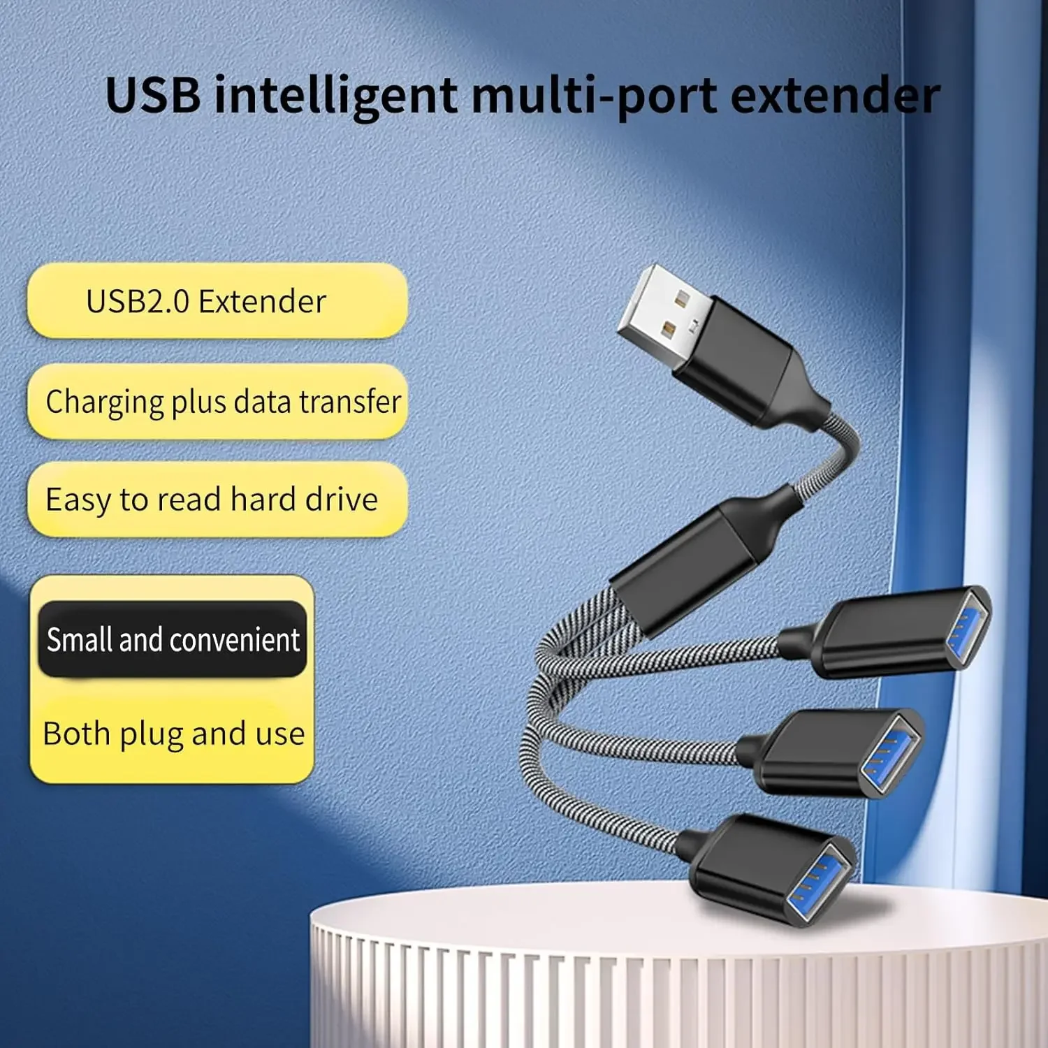 3in1 USB Type C Hub Extension with Cable Separator OTG Adapter  Portable Converter for Laptops  MacBook Pro Fast Data Transfer