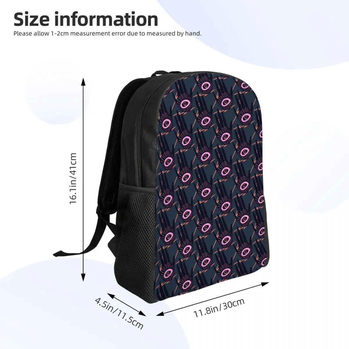 Custom Hypnotic Eye Repeat Backpacks Men Women Casual Bookbag for College School Boho Amulet Pattern Evil Eye Bags