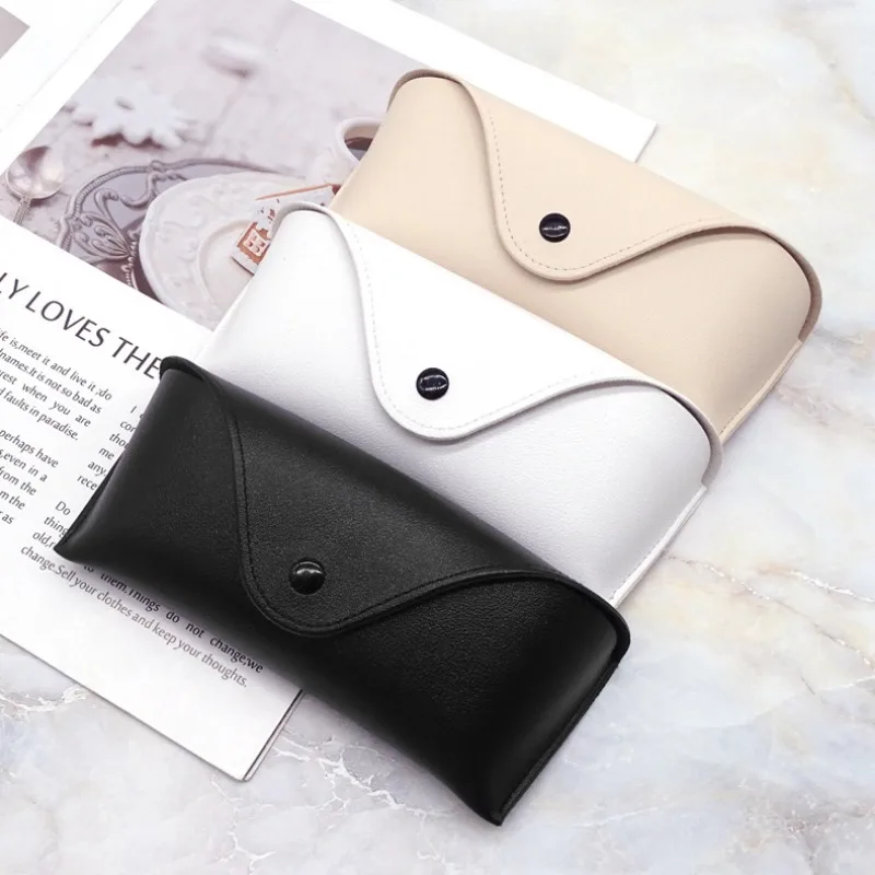 1pc Durable Leather Glasses Case Sunglasses Solid Color Pouch Bag Eyewear Box Lightweight Convenient Protable