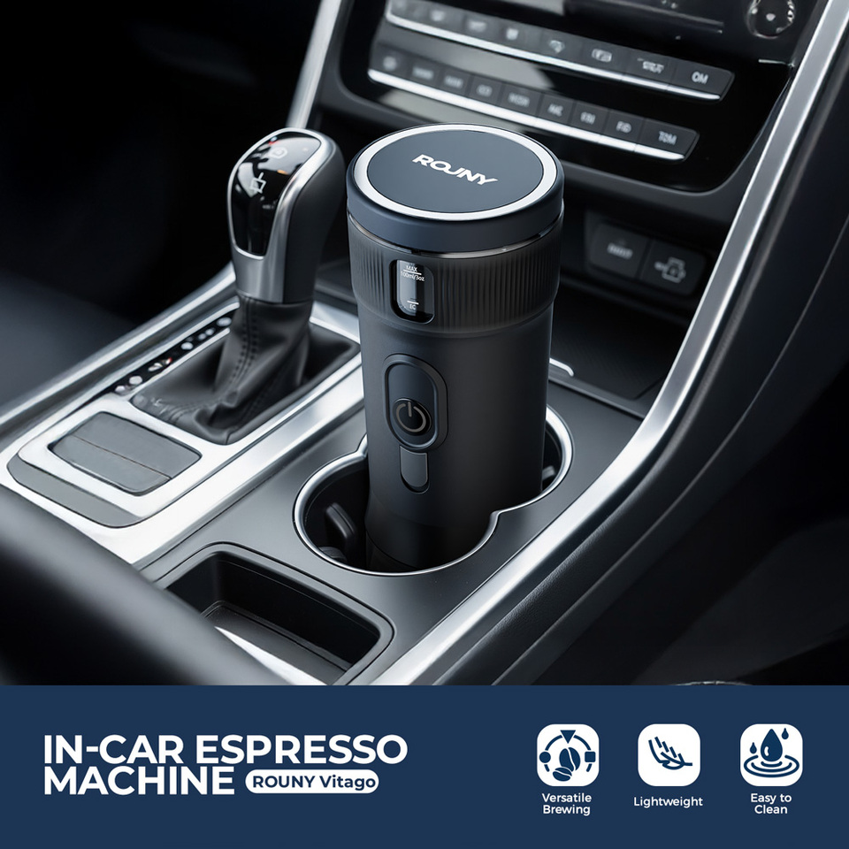  Small Espresso Machine Portable Coffee Maker DC12V Travel Coffee Maker for Car Outdoors Camping Backpacker Lightweight & Black 