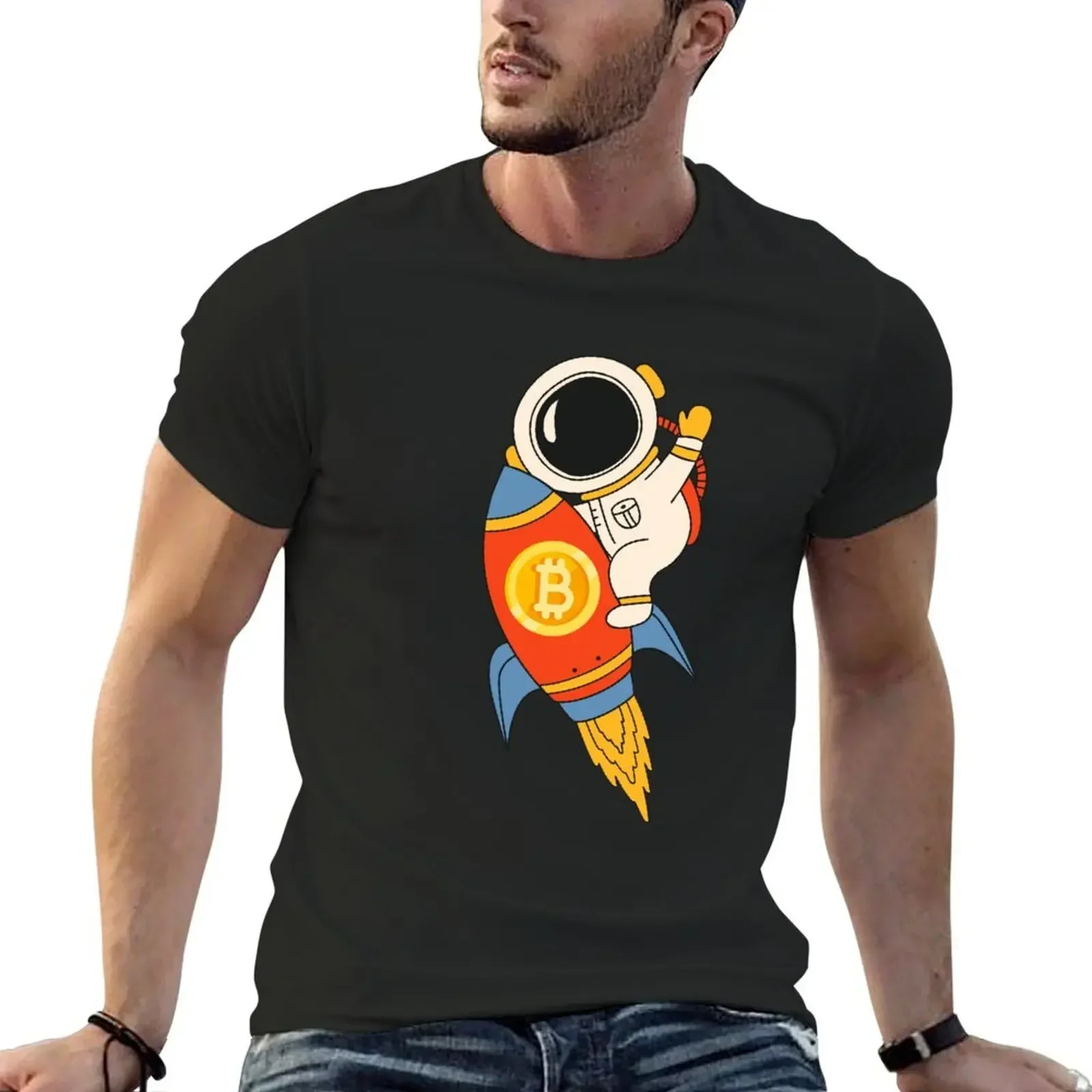 Exploring the Cosmos: BTCRONOS Astronaut Soars on Rocket T-Shirt plain rapper graphic tees plus size men clothing