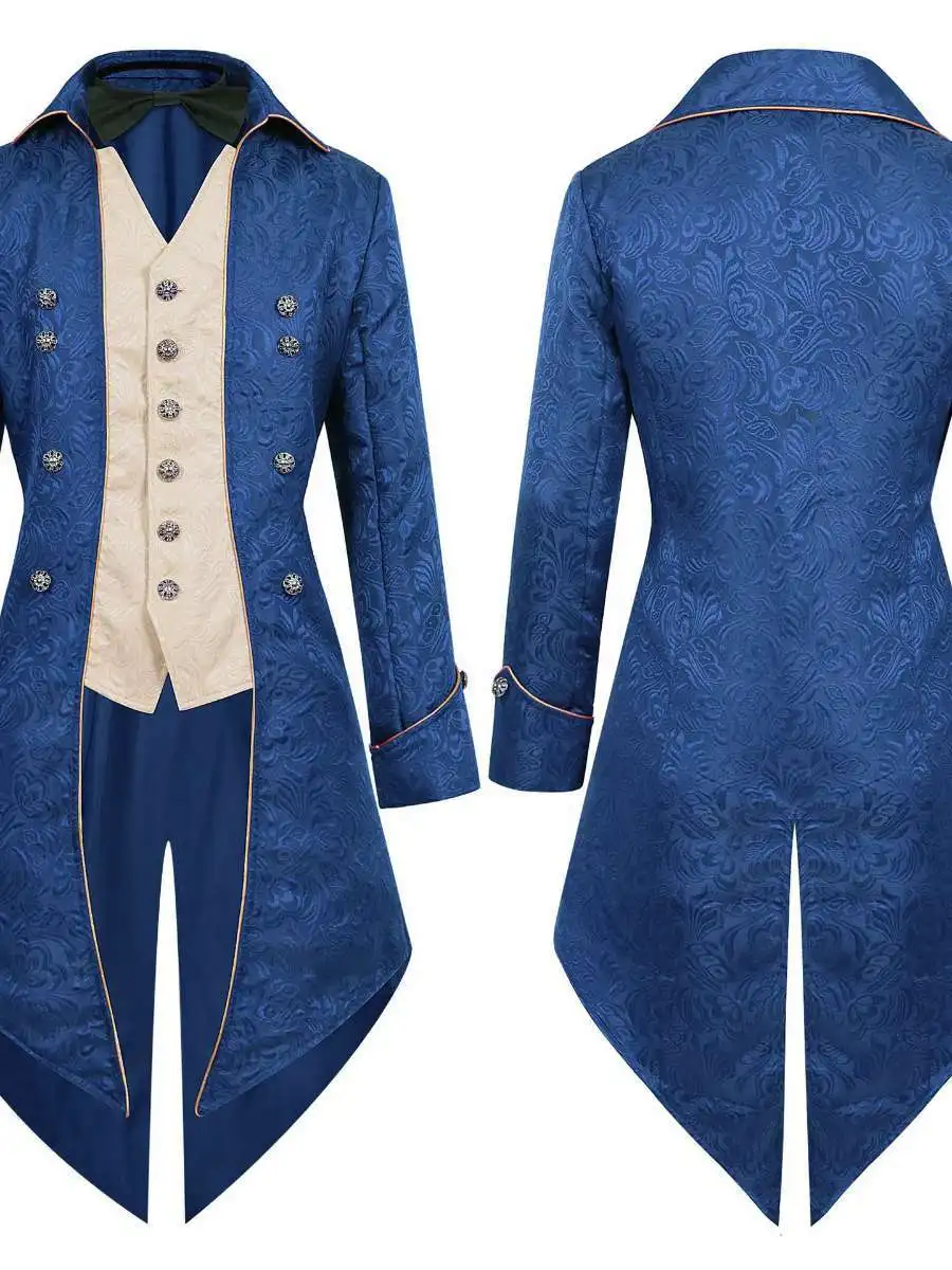 Loween – manteau de queue Punk mi-long pour hommes, Costume Par, Design rétro médiéval, tissu en Polyester, vêtements ethniques Faionable