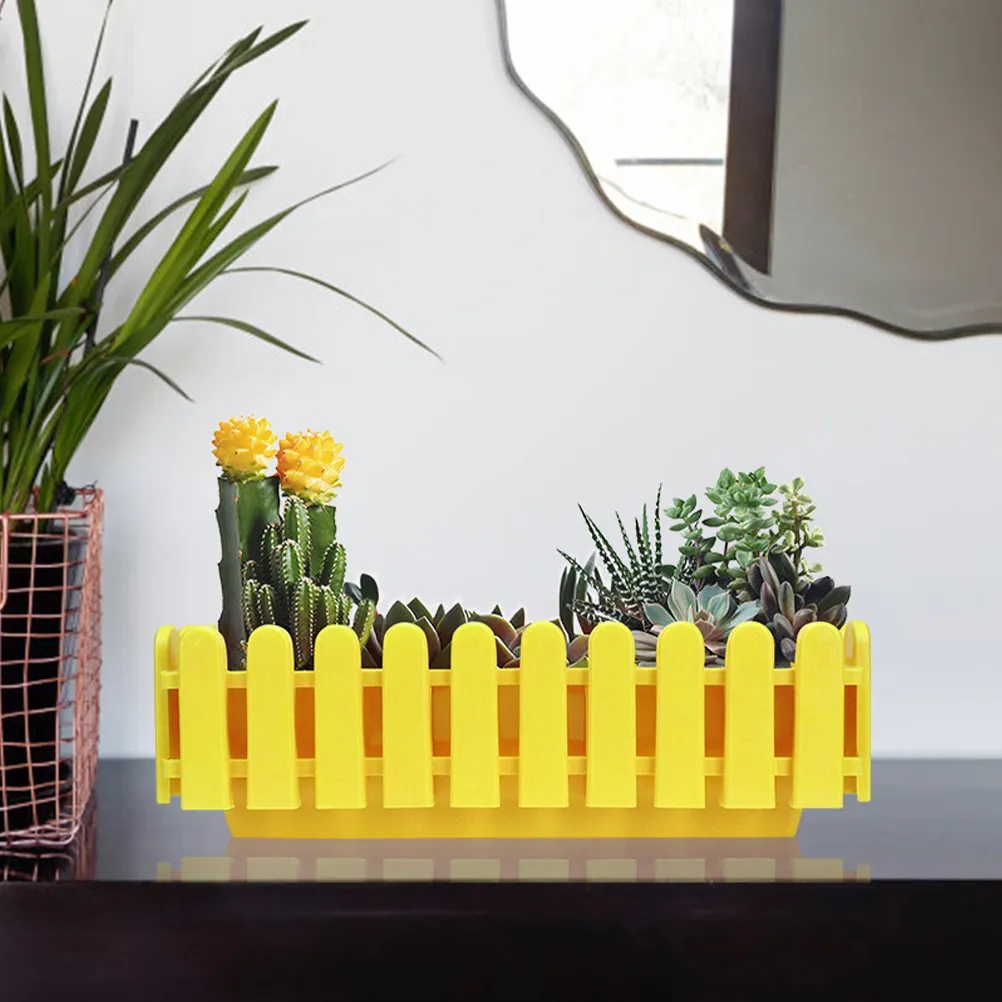 2Pcs Flower Pot Fence Window Box Planter Decorative Rectangular Flower Container for Garden Balcony Rectangular Planter