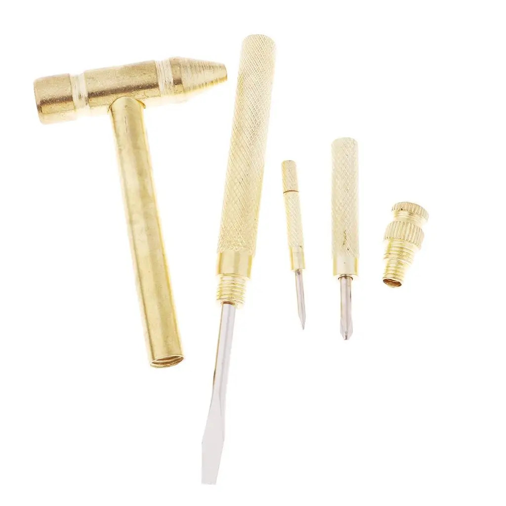 2-6pack Small Full Metal Brass Hammer Portable Multi Tool - 4Pcs Screwdriver