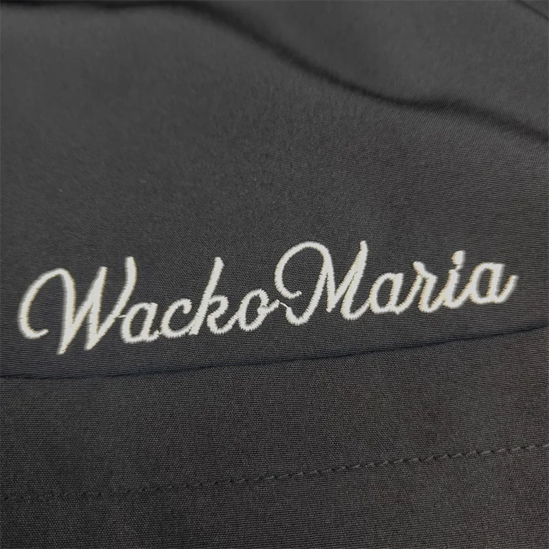 High-end Summer WACKO MARIA Solid Color Cursive wackomaria Embroidery Logo Simple Hawaii Short Sleeve Shirt