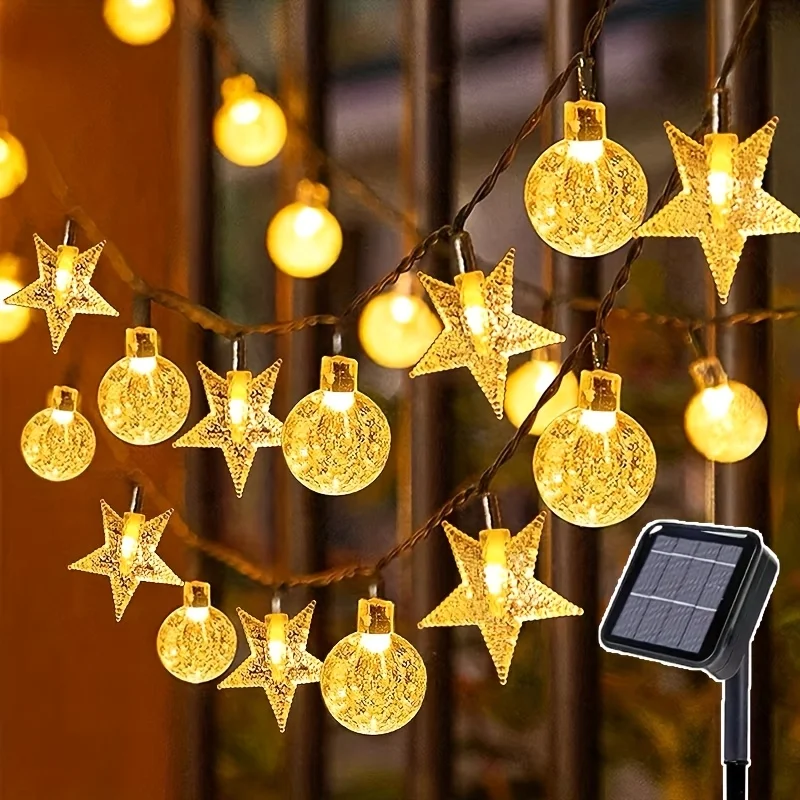 كريستال غلوب سلسلة أضواء الشمسية اكليل مقاوم للماء أضواء الجنية في الهواء الطلق لحديقة شجرة حفل زفاف غرفة زينة عيد الميلاد #1