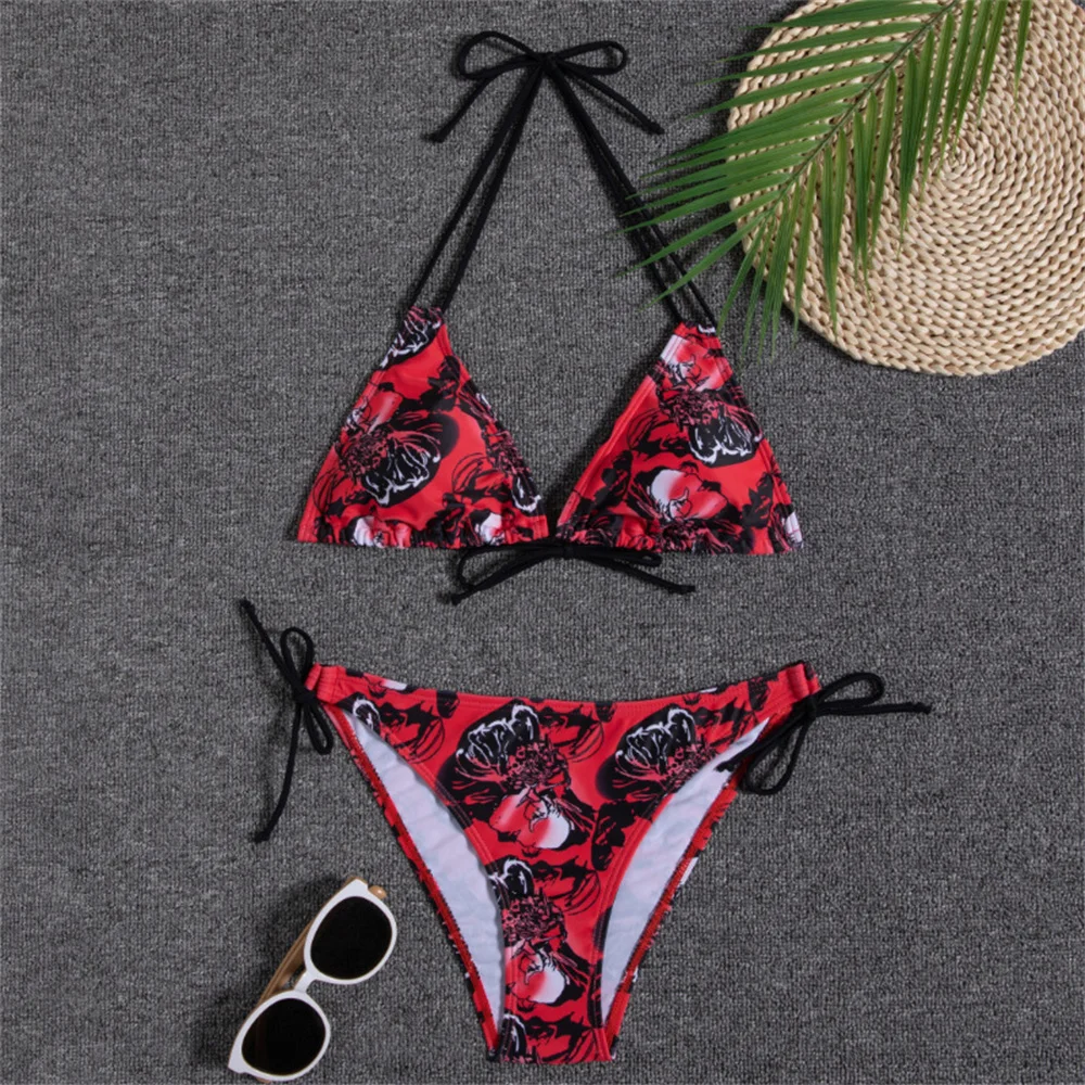 Sexy String Extrem bikini Set costume da bagno con stampa tropicale Backless Push Up costumi da bagno donna due pezzi abiti da spiaggia costume da bagno Biquini