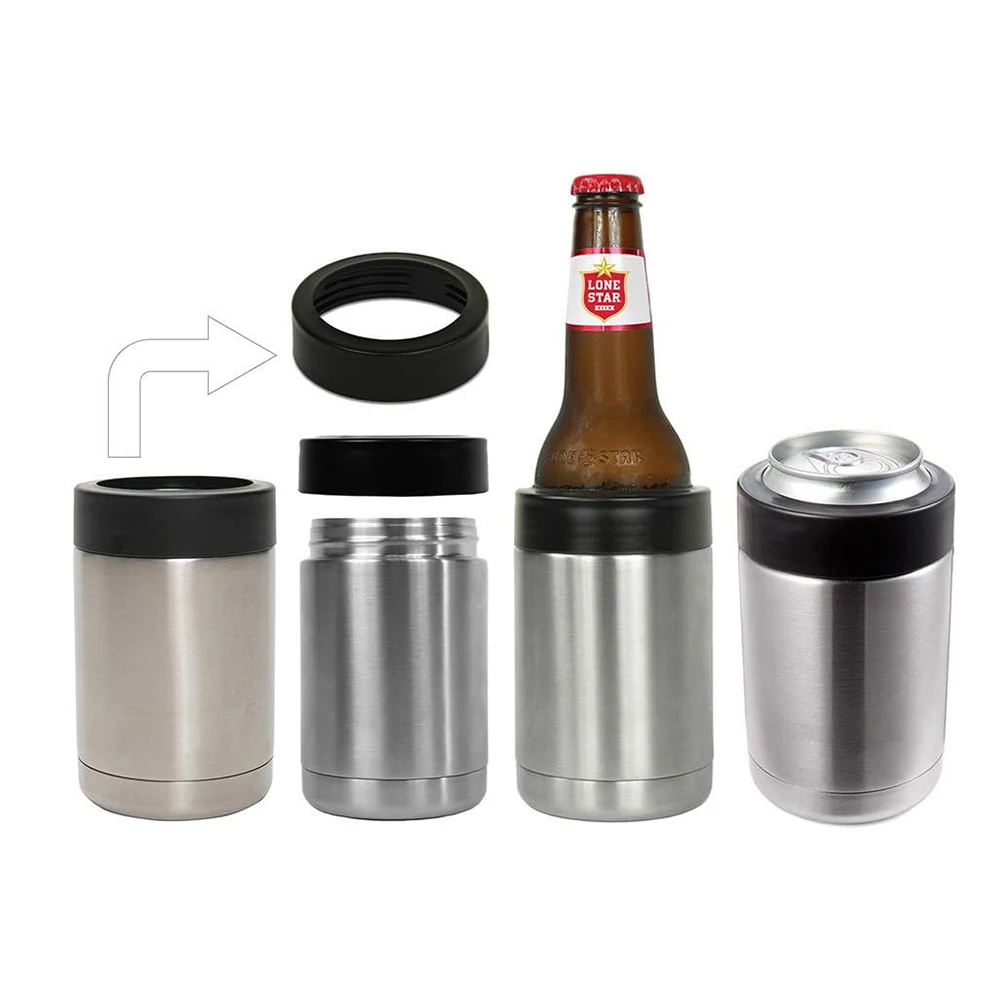 12oz Stainless Steel Insulated Beer Bottle & Can Cooler - Double Wall Design, Keeps Drinks Cold Longer