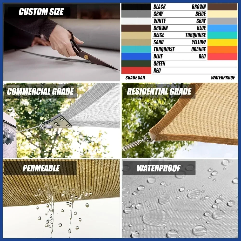 

10' x 24' Red Sun Shade Sail UPF50 Rectangle smTAPR0816 Canopy Fabric Cloth Screen, Water and Air Permeable & UV Resistant, Hea