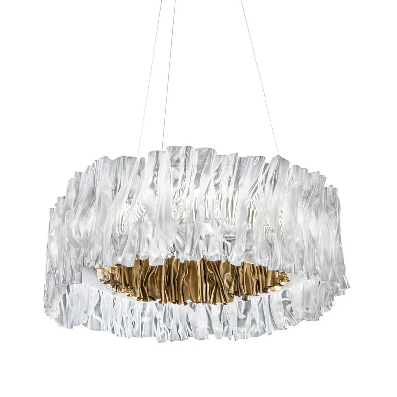 

New acrylic simple round dining room art chandelier stainless steel bedroom study living room creative designer lamp