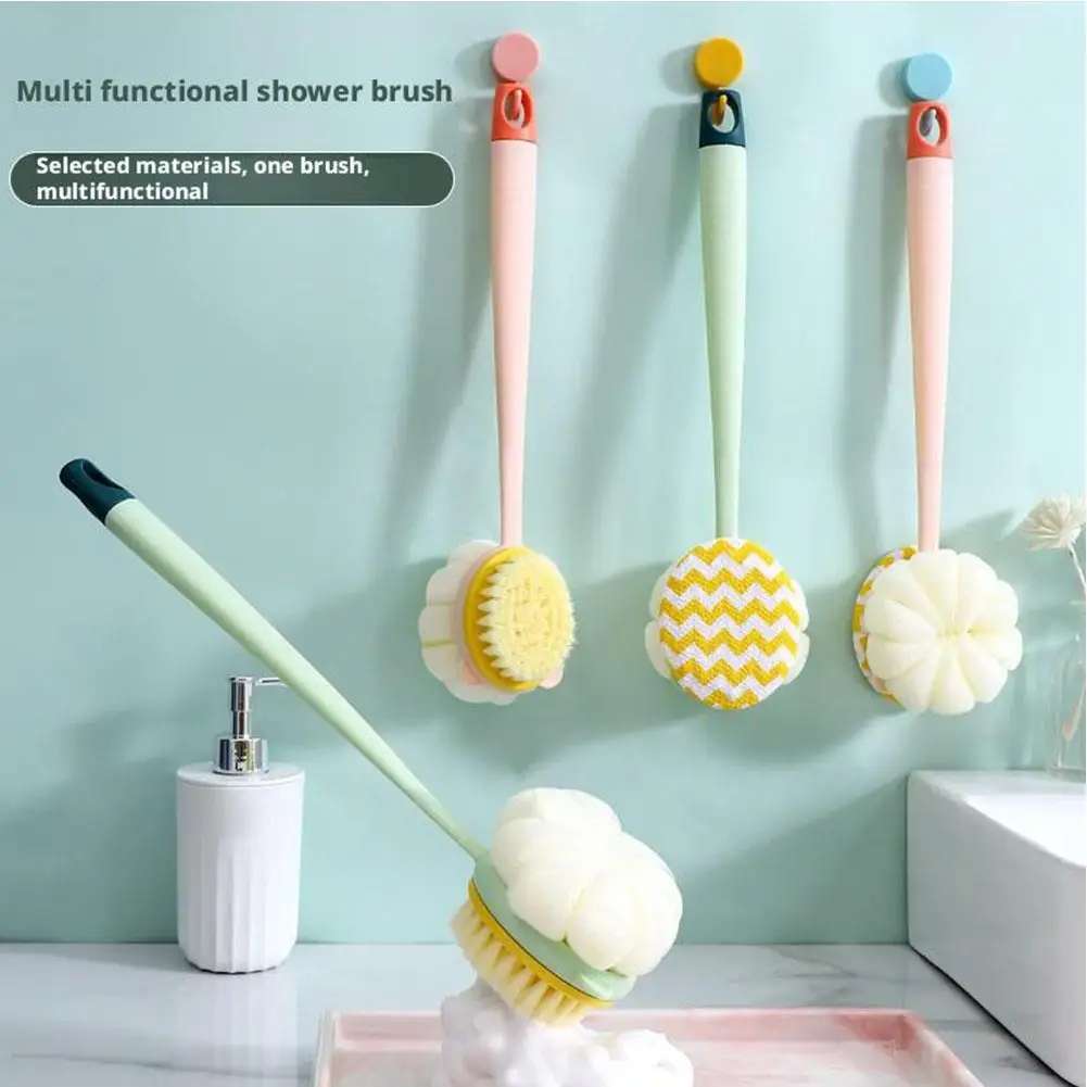 Щетка для ванны с мягкой щетиной и длинной ручкой, противоскользящая ручка, многофункциональная для чистки душа, подходит для всех типов кожи X1x1