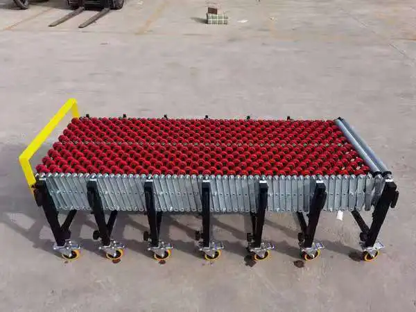 High Quality Telescopic Unloading PVC Roller Conveyor For Cartons Containers Work In -40 Degree