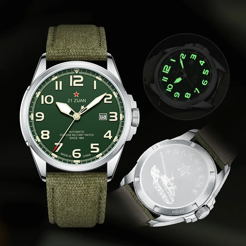 Seagull-pulsera de lujo militar para hombre, relojes mecánicos automáticos para hombre, correa de cuero resistente al desgaste, reloj luminoso D581