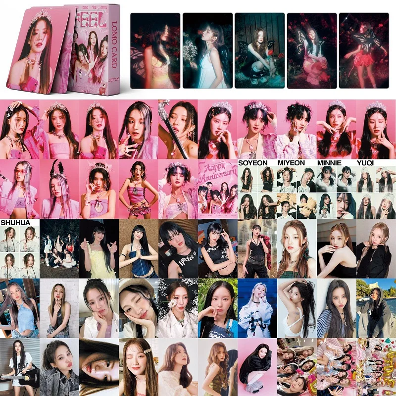 55 Stks/set Kpop Gidle Nieuw Album Ik Hou Van Fotokaarten Van Hoge Kwaliteit Lomo Kaarten (G)I-DLE Ik Voel Fotokaarten Ansichtkaarten Voor Fans Cadeau