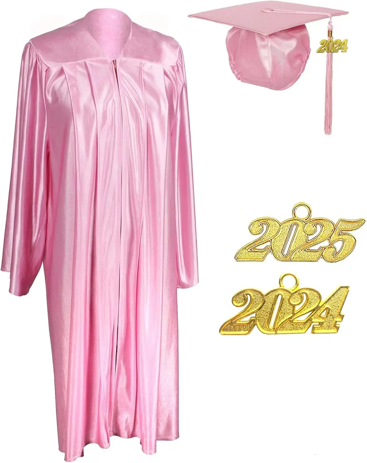 

Unisex Adult Shiny Graduation cap and gown Tassel 2024 2025 Year Charm Package School Skirt School Uniform