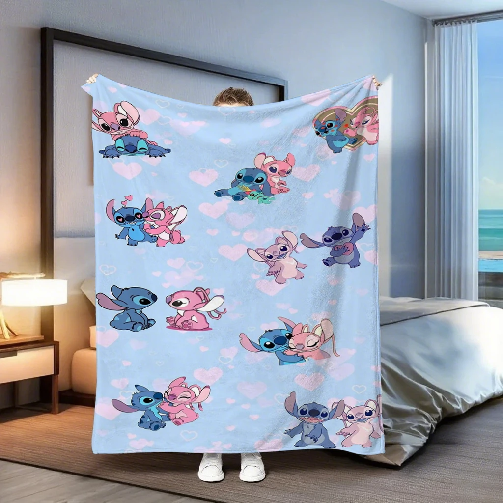 Manta con estampado de Lilo y StitchCanta multiusos adecuada para oficina, sala de estar, dormitorio, camping y viajes.