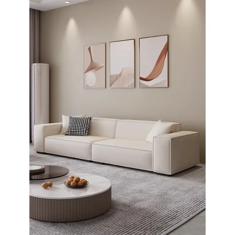 Italian minimalist technology cloth cream style living room sofa small apartment rental house tofu block straight row princess s