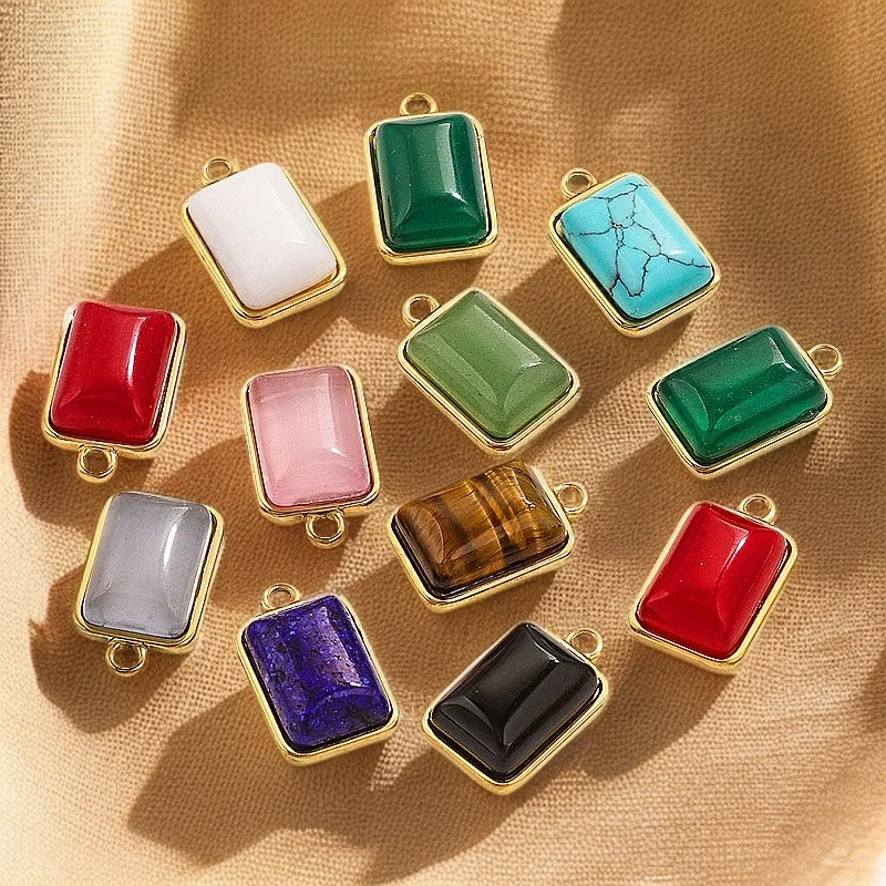 

3PCS/Stainless Steel Fashion Pendant Inlaid with Natural Stone Handmade DIY Necklace Bracelet Exquisite Hanging Decoration